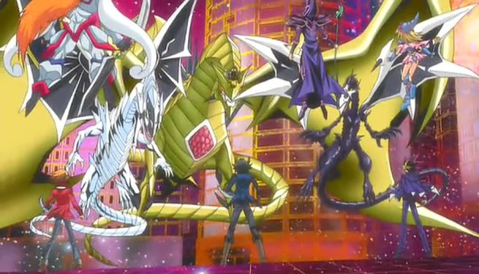 Malefic Truth Dragon, Malefic Blue-Eyes White Dragon & Malefic Red-Eyes B. Dragon vs Dark Magician, Dark Magician Girl & Elemental Hero Neos Knight